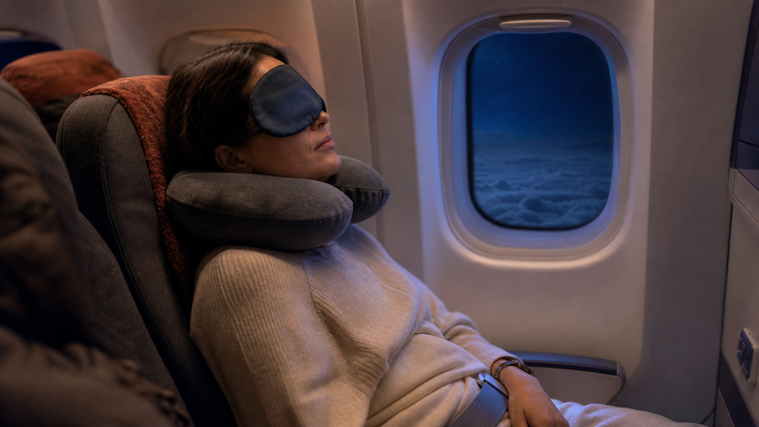 Passagère dormant dans un avion pendant un vol de nuit